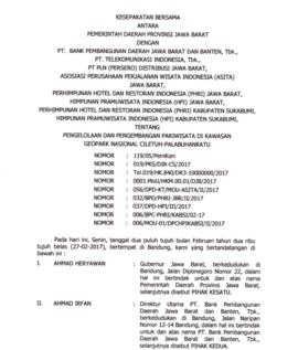 Kesepakatan Bersama antara Pemerintah Daerah Provinsi Jawa Barat dnegan PT Bank Pembangunan Daera...