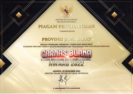 Piagam Penghargaan Garnas Buana (Garda Nasional Bumi dan Bencana) Award 2022 sebagai Pemenang Per...