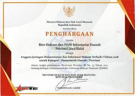 Penghargaan Anggota Jaringan Dokumentasi dan Informasi Hukum terbaik I Tahun 2018 Untuk Kategori ...