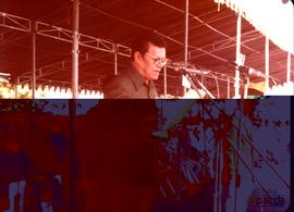 Gubernur KDH Tk. I Jawa Barat H. Aang Khunaefi sedang membacakan pidato sambutan dalam kegiatan u...