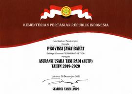 Kementerian Pertanian Republik Indonesia Memberikan Penghargaan Kepada Provinsi JawaBarat Sebagai...