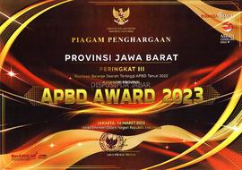Piagam Penghargaan APBD AWARD 2023 Peringkat III Realisasi Belanja Daerah tertinggi APBD Tahun 20...