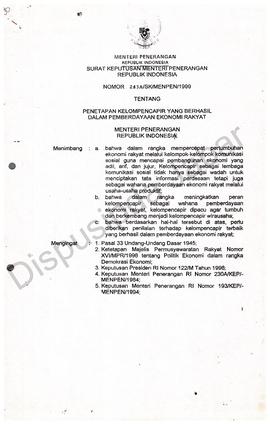 Sk. Menteri penerangan No.175/Kep/Menoen/97-99 Tentang penetapan kolomencapir yang berhasil menge...
