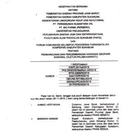 Kesepakatan Bersama antara Pemerintah Daerah Provinsi Jawa Brat, Pemrintah Daerah Kabupaten Sukab...