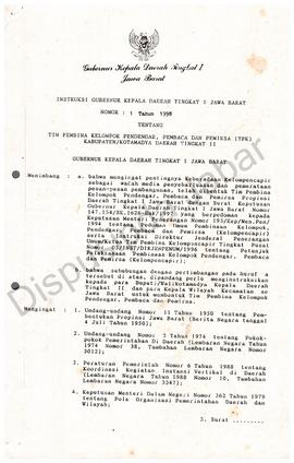 Instruksi Gubernur KDH TK. I Jawa Barat No.1 Tahun 1998 Tentang Tim Pembina Kelompencapir Tingkat...