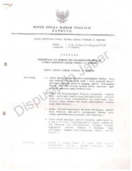 SK. Bupati KDH.TK II Kabupaten Bandung No.411.54/SK.17/DEPPEN/97 tentang pembentukan tim pembina ...