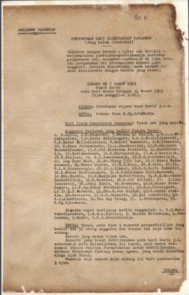 Pengumuman dari Hasil sidang ke 1 Tahun 1949 Rapat ke- 10 Senin  Tanggal 14 Maret 1949, atjara: p...