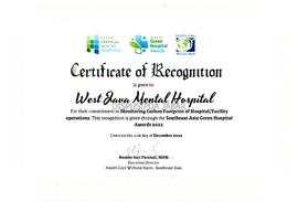 Certificate Of Recognition Global Green and Healthy Hospital Monitoring Carbon Footprint of Hospi...