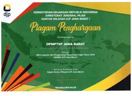 Piagam Penghargaan Mitra Layanan dan Pengamanan Penerimaan Pajak Tahun 2019 KANWIL DJP Jawa Barat...