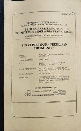 Surat Perjanjian Kontrak (SPK) pengawasan proyek fisik kanwil Departemen Penerangan Provinsi Jawa...
