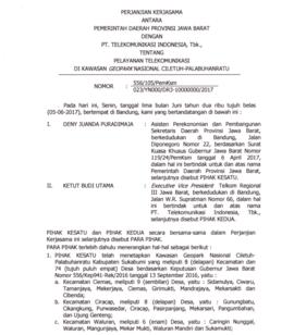 Perjanjian Kerjasama antara Pemerintah Daerah Provinsi Jawa Barat dengan PT. Telekomunikasi Indon...