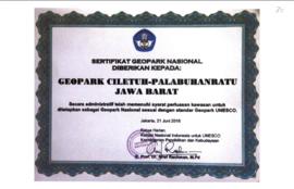 Sertifikat Gepark Nasional Diberikan Kepada : Geopark  Ciletuh-Palabuhanratu Jawa Barat Dari Keme...