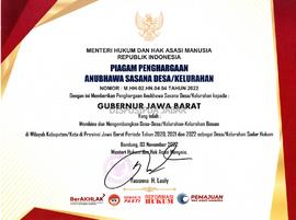 Piagam Penghargaan Anubhawa Sasana Desa/Kelurahan Yang Telah : Membina dan Mengembangan Desa-Desa...