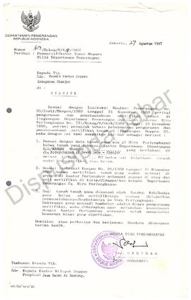 Penyertifikatan tanah negara milik kan+B 451 Deppen Kab. Cianjur
