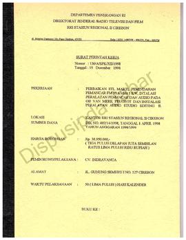 SPK (Surat Perjanjian Kerja)  Pemindahan pemancar RRI Regional II Cirebon