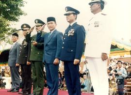 Gubernur KDH Tingkat I Jawa Barat, Bapak Yogie Suardi Memet ketika Menghadiri Hari ABRI ke-46 di ...