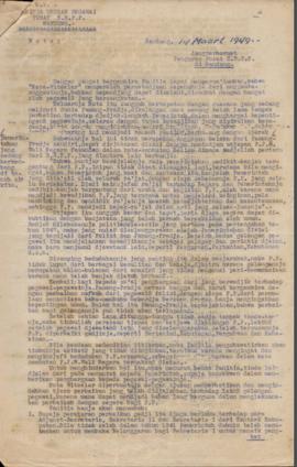Nota Witoelar Panitya Urusan pegawai Pusat SSPP bandung 14 Maret 1949 Tentang Perbaikan Gaji Pega...