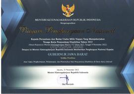 Piagam Penghargaan Nasional selaku Pembina Atas Upaya Penghormatan, Perlindungan, dan Pemunuhan H...