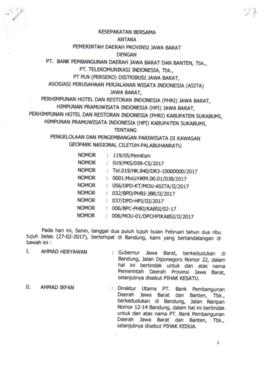 Kesepakatan Bersama Antara Pemerintah Daerah Provinsi Jawa Barat dengan PT Bank Pembangunan Daera...