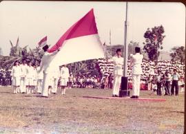 Detik detik pengibaran bendera sang saka merah putih oleh paskibraka dalam Upacara Peringatan Har...
