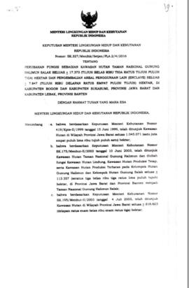 Keputusan Menteri Lingkungan Hidup Dan kehutan Republik Indonesia Nomr : SK.327/Menlhk/Setjen/PLA...
