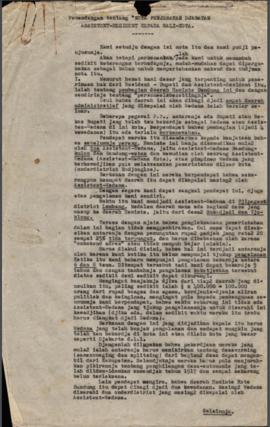 Pemandangan tetang nota penjerahan Djabatan Assistant- Resident kepada wali kota Tahun 1949