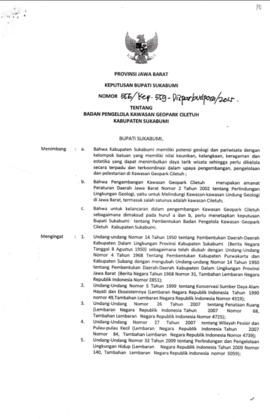 Keputusan Bupati Sukabumi Nomor : 556/Kep.559-Disparbudpora/2015 Tentang Badan Pengelola Kawasan ...