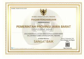 Piagam Penghargaan dengan Predikat Sangat Baik atas Keberhasilan Menerapkan Sistem Merit dalam Ma...