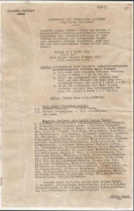 Pengoemoeman dari sekretariat Parlemen hasil sidang ke 1 Tahun 1949 Rapat ke- 7 Selasa Tanggal 3 ...