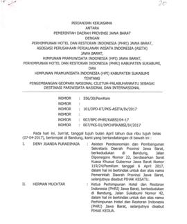 Perjanjian Kerjasama Antara Pemerintah Daerah Provinsi Jawa Barat Dengan Perhimpunan Hotel dan Re...