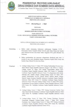 Keputusan Kepala Dinas Energi dan Sumber Daya Mineral Provinsi Jawa Barat Nomor: 660.04/Kep.32-MG...