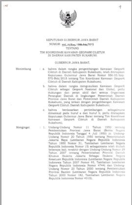 Keputusan Gubernur Jawa Barat Nomor : 556.05/Kep.1288-Rek/2015 Tentang Koordinasi Kawasan Geopark...