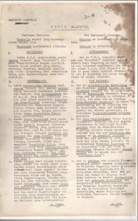 Motie Parlemen Pasundan Nomor 6/I/’49 tentang pernyataan Penetapan Federal District, 30 Maart 1949