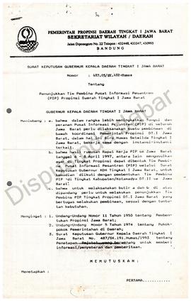 Keputusan Gubernur Provinsi Jawa Barat No.451/SK.2205 Humas /91 Tentang pembentukan pembina infor...