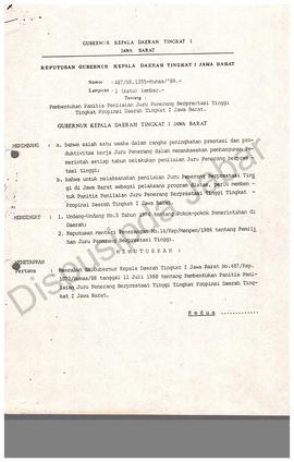 Keputusn Gubernur Provinsi Jawa Barat No. 487/SK.1395- Humas/98 Tentang pembentukan panitia penil...