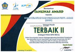 Piagam Penghargaan Tanginas Award Dalam Penyampaian Laporan Pertanggungjawaban Bendahara Pengelua...